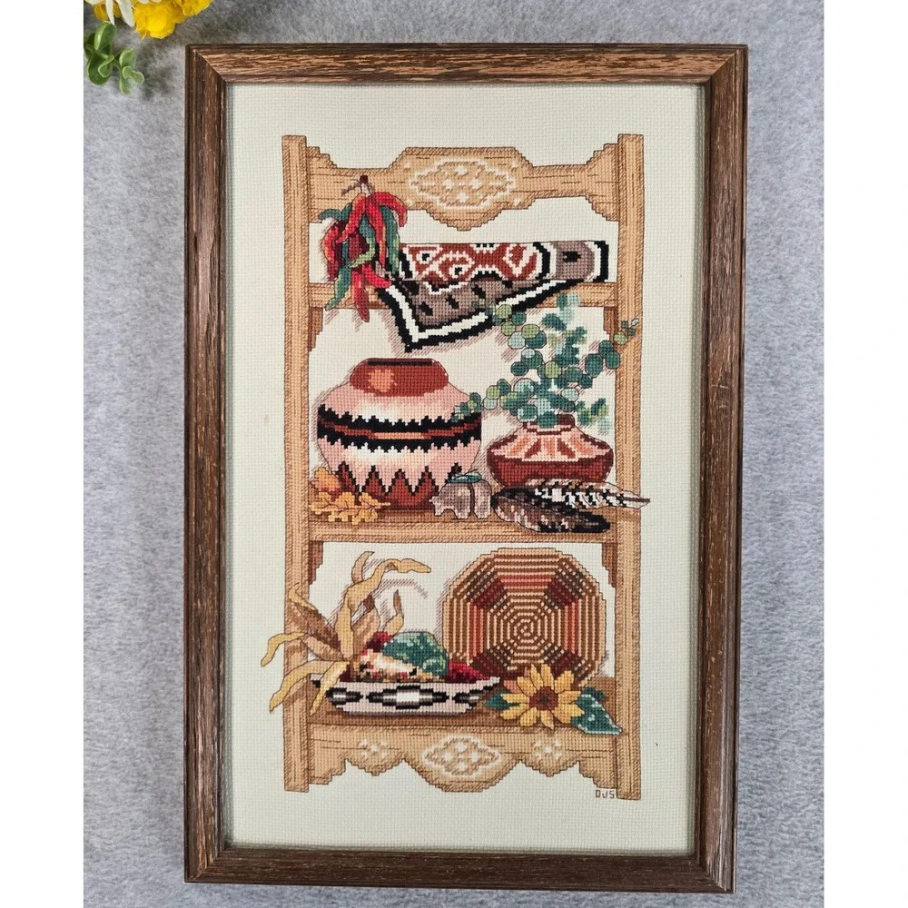 Vintage Sunset Dimensions Cross Stitch Southwest Collection #13567 Framed Art